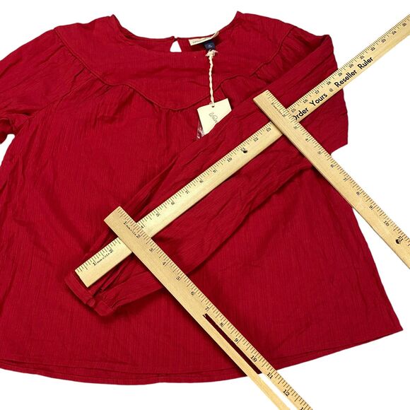 Universal Thread Women's Size XS Long Sleeve Blouse Top Red Peasant Prairie NWT - Picture 5 of 15